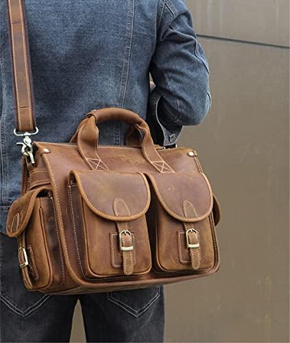 MMLLZEL torbe za muškarce kožna muška torba za 14 inčnu laptop točku kožnih messenger torba za muškarce