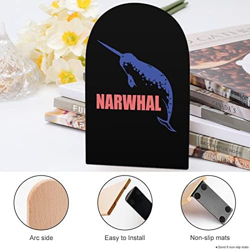 Narval Kit-more jednorog slika Drvo Bookend dekorativni ne-Skid knjiga kraj 1 par 7x5 inča