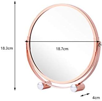 Lxdzxy ogledala, ogledalo za ispraznost okruglo ogledalo za šminkanje, metalna stolna ogledala ružičasto zlato prenosivo rotirajuće