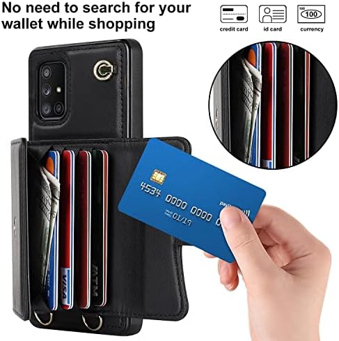 Zaštitne Flip futrole kompatibilne sa futrolom za novčanik Samsung Galaxy A51 5G, TPU+Pu RFID blokirajuća kožna torbica sa držačem