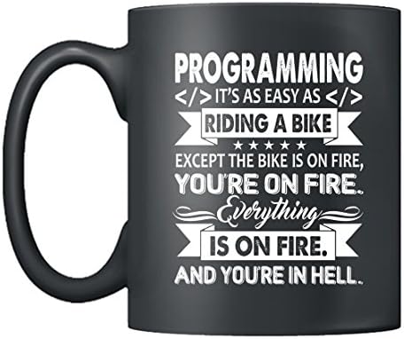 Programiranje Šolja - Programiranje Je Jednostavno Kao Vožnja Bicikla Keramička Šolja Za Kafu, Šolja Za Čaj 11 Oz Crna, Najbolji Poklon