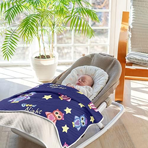 Swoddle pokrivače sove Pamučni pokrivač za dojenčad, primanje pokrivača, lagana mekana prekrivačica za krevetić, kolica, rakete, laku