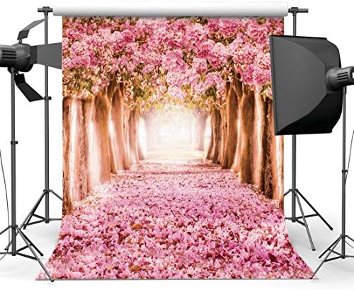 SJOLOON 10x10ft spring photography Backdrop Pink Flower Tree photo Backdrop Cherry Blossoms Street Vinyl Backdrop CP Photography Background