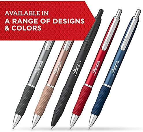 Sharpeie S-Gel, gel olovke, elegantna metalna bačva, mat crna, srednja tačka, crna tinta, 4 grofa i oštrice S-gel, gel olovke i oštrice,