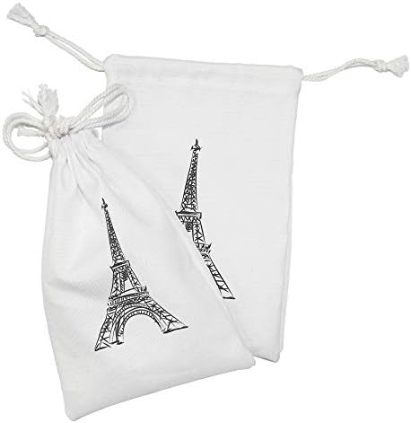 Ampesonne Eiffel Tower Tkaninska torbica set od 2, visoko spomenik dobro poznata evropska arhitektura izvučena rukom, malom vrećicom