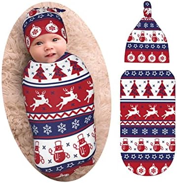 Božić Jelena baby Stuff novorođenče povijanje deka sa kapica Set, meka i rastezljiva snjegović pahuljica beba primanje deka povijanje