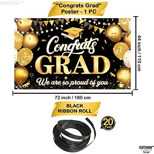 Crno-zlatni dekoracije za maturu 2023 - Tako smo ponosni na vas banner, ne DIY | Veliki, čestitke Grad Banner - 72x44 inča | Diplomiranje