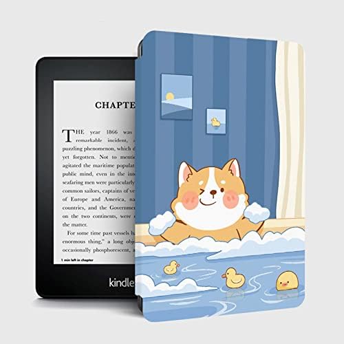 Wunm Studio Kindle Oasis oslikana futrola, odgovara samo za sve-Nova 7 inča Kindle Oasis,slatka kupka za kućne ljubimce Shiba Inu