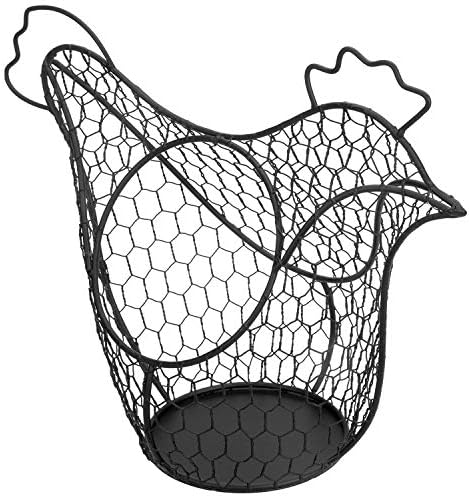 Mygift Crni Metalni Držač Korpe Za Sakupljanje Jaja U Obliku Piletine, Korpa Za Odlaganje Kuhinjskog Dekora Seoske Kuće