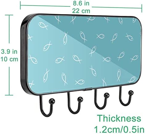Fish Blue Print CAPE nosač zida, ulazni nosač kaputa sa 4 kuka za kapute kaputi za ručnik torbica ogrtači kupaonica ulazi u kupaonicu