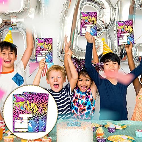 DoqPo Rainbow Dolphin Pozivi za rođendan, Pozivni pozivnice za zabavu na bazenu, rođendanski poziv za dječake, rođendanske ukrase - 20 pozivnica sa 20 koverti - C17