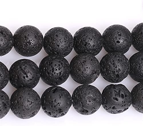 JOE FOREMAN 14mm Round Lava Rock Beads Black Beads for Jewelry Making Natural Gemstones and Crystals Beads Semi Precious 15