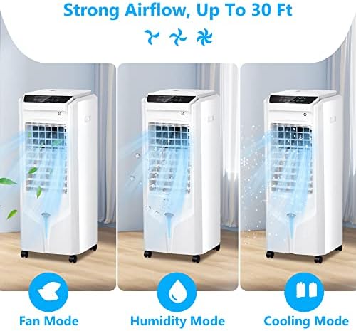 Kegian prenosivi vazdušni hladnjak, 3-u-1 Evaporativni hladnjak vazduha bez prozora, 4 režima & amp;3 brzine lični hladnjak močvare,