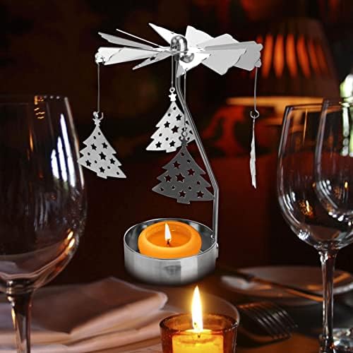 Mobestech vjenčanje dekor 3kom svijećnjak Božić rotirajući svijećnjak Carousel svijeća rotacioni čaj svjetlo držač svijećnjak sa božićno