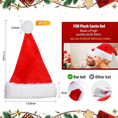6 kom Božić za odrasle Santa plišani šešir sa 48 kom Mini Santa Claus šeširom više veličina crveni Božićni šešir za odrasle djecu