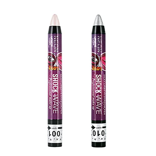 Go Ho 2kom svjetlucave štapiće za sjenilo, Ultra pigmentirana šminka za sjenilo za oči dugotrajna olovka za sjenilo,01 Bijela & 10