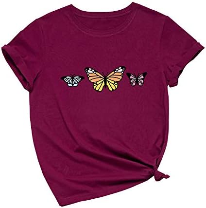 Ženske valentinske majice prevelizirani kratki rukav leptir Ispis o vratu labave majice za ljetne bluze za djevojčice