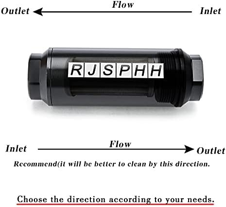 RJSPHH inline Filter za gorivo 6an 8an adapter 100 micron univerzalni 44 mm čisti crni