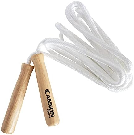 Cannon Sports bijeli užad za preskakanje sa drvenim ručkama & amp; pleteni poliester za fitnes, vježbe & domaća teretana