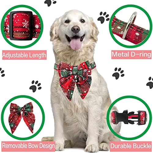 Božićni ovratnik za pse sa lukom, podesiv pamučni klasični pribor za ogrlice za pse za male srednje velike pse Kućne ljubimce meke