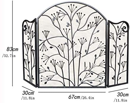 Kamin paravani dekorativni 3 Panel sklopivi zaštitnik protivpožarnog ekrana, ograda za kamin sa uzorkom lišća, unutrašnja i vanjska