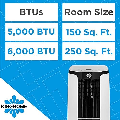 KingHome Sq. Ft, 6,000 BTU prijenosni klima uređaj s daljinskim upravljačem / AC za sobe do 250 kvadratnih metara.Ft. / Odvlaživač