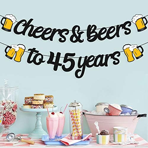 Živjeli i piva do 45. godina, sretni 45s rođendanski ukrasi navijaju do 45. godina vijenac za muškarce Žene 45. rođendana Backdrop