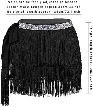 FVCENT ženska obrub kratka suknja trbušni ples hip šal sa vintage elastičnim pojasevima za struk Boho Sequin suknja