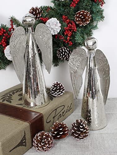 Anđeli Set od 2 stola 7 Š x 12 H Mercury stakleno srebro sa metalnim krilima