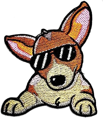Kleenplus 3kom. Slatka Corgi pas životinja zakrpe naljepnica Umjetnost pas nosi naočare za djecu Crtić Patch znak simbol kostim T-Shirt