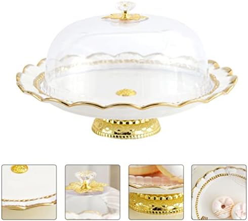 Stalak za Cupcake keramičko postolje za torte s kupolom: 1 Set od 12 inča Evropsko staklo s kupolom za tortu pokriveno Cupcake pladanj