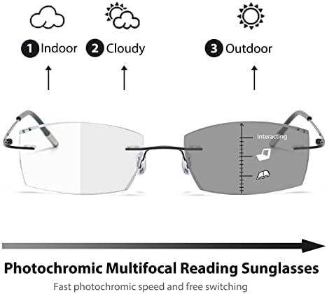 Fotohromne Progresivne Multifokusne Naočare Za Čitanje Plavo Svjetlo Koje Blokiraju Dijamantske Rezane Prelazne Naočare Bez Okvira