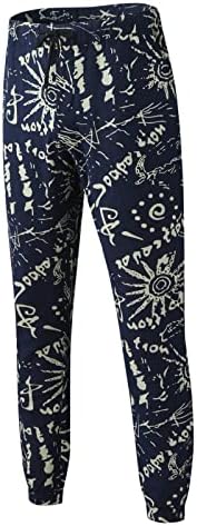 Velike pjenaste muške hlače srednjeg struka vezice Casual Retro štampane etničke hlače s džepovima muške hlače muške sportske