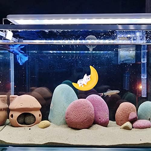 XIAOKEKE plutajući akvarijum mjesec slatki ukrasi za male plutajuće igračke Betta ribe, smiješna dodatna oprema za dekor akvarija,