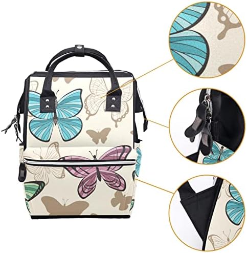 VBFOFBV ruksak za pelena, torbe za promjenu pelene Multifunkcijsko putovanje za povratak, uniseks i elegantan, retro leptir umjetnost