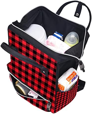 Crvena i crna plaćena uzorka ruksak ruksaka za ruksak za bebe nazivne torbe za promjenu multi funkcije Velika kapaciteta putnička