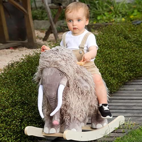labebe-plišani konj za ljuljanje, mamut Rocker, punjena Rocker igračka za dijete od 1-3 godine, Dječija vožnja na drvenoj igrački,