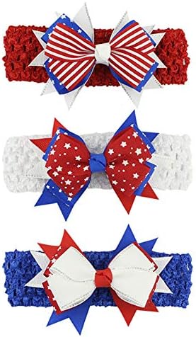 MASCARE traka za kosu 4. jula traka za kosu traka za glavu američka zastava dan Baby Bow Clips crvena & amp; plava & amp;Bijela pokrivala