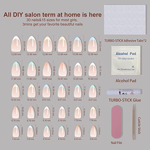 Polihrom& air 2 pakovanja presa na noktima-ružičasta × bijela / srednje kratka badem & amp; Squoval nokti, kompleti za nokte za višekratnu