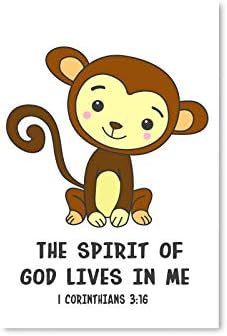 Smiješni ružni božićni džemper Duh Božji živi u meni Citati Monkey Poster Biblija Citati umjetnosti Biblijski stihovi za djecu Dječji