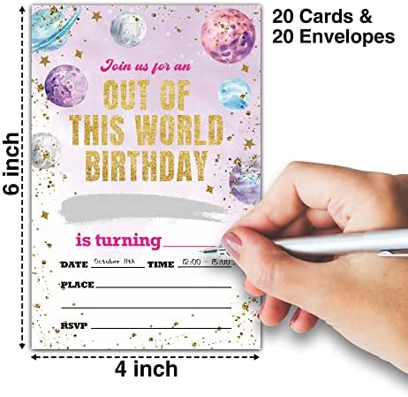Lefohlon vanjski razmakni rođendani, 20 pozivnica sa kovertama, od ove riječi za rođendanske pozivnice za dječake, Galaxy solarni