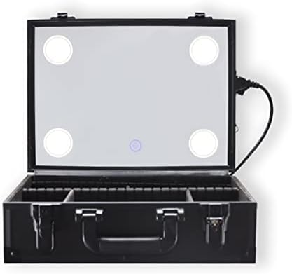 SXNBH Black kofer Organizator Box Bojet kozmetički materijal Kozmetička kutija LED prijenosni komoda velike kapacitete