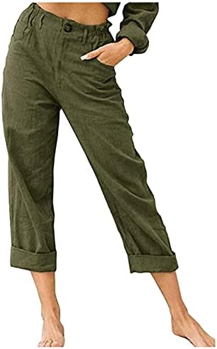 Xiloccer ženske hlače za posao Ženske stražnji pamučni hlače hlače casual pantalone elastične posteljine pantalone