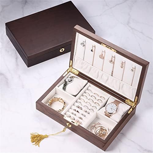 HGVVNM Drveni veliki višefunkcijski nakit Organizator Organizovača Rectangle ogrlice za rubning nakit Slučaj za skladištenje nakita