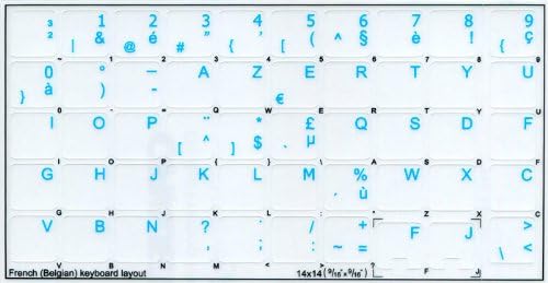 4keyboard Francuske belgijske naljepnice tastature na prozirnoj pozadini sa plavim slovima