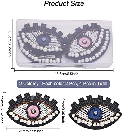 CHGCRAFT 4pcs 2 boje zakrpe za oči plavo zli oko vezerirano željezo na zakrpa ružičaste oči Applique Embyery odjeća za diy šivaće
