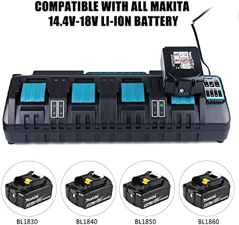 18V DC18SF 4-portski brz punjač sa dualnim USB portom kompatibilan sa Makita 14.4V 18V LXT LI-ION baterija BL1840 BL1850 BL1860 BL1890,