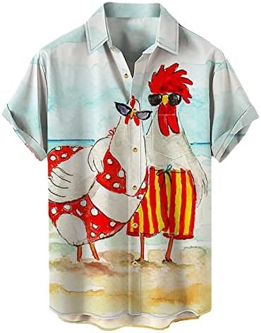 ZDDO božićna majica za muškarce opušteno-fit skraćeno rukav dolje majice Smiješni Xmas Santa Claus Print Hawaiian Beach Top
