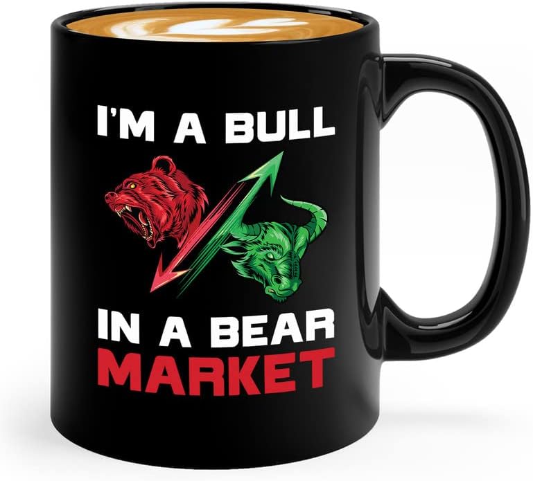 Flairy Land Stock Trader šolja za kafu 11oz Black-Ja sam Bik na tržištu medvjeda-smiješna berza finansijska strategija kupovine rudarskog