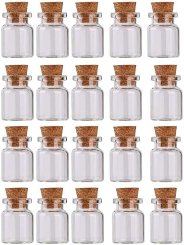 Yorror 20pcs 5ml male staklene boce s čepom za čepove, prazne uzorke staklene boce sitne čiste posude za skladištenje za spremanje